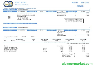 USA California City of Oxnard business utility bill template in Word and PDF formats